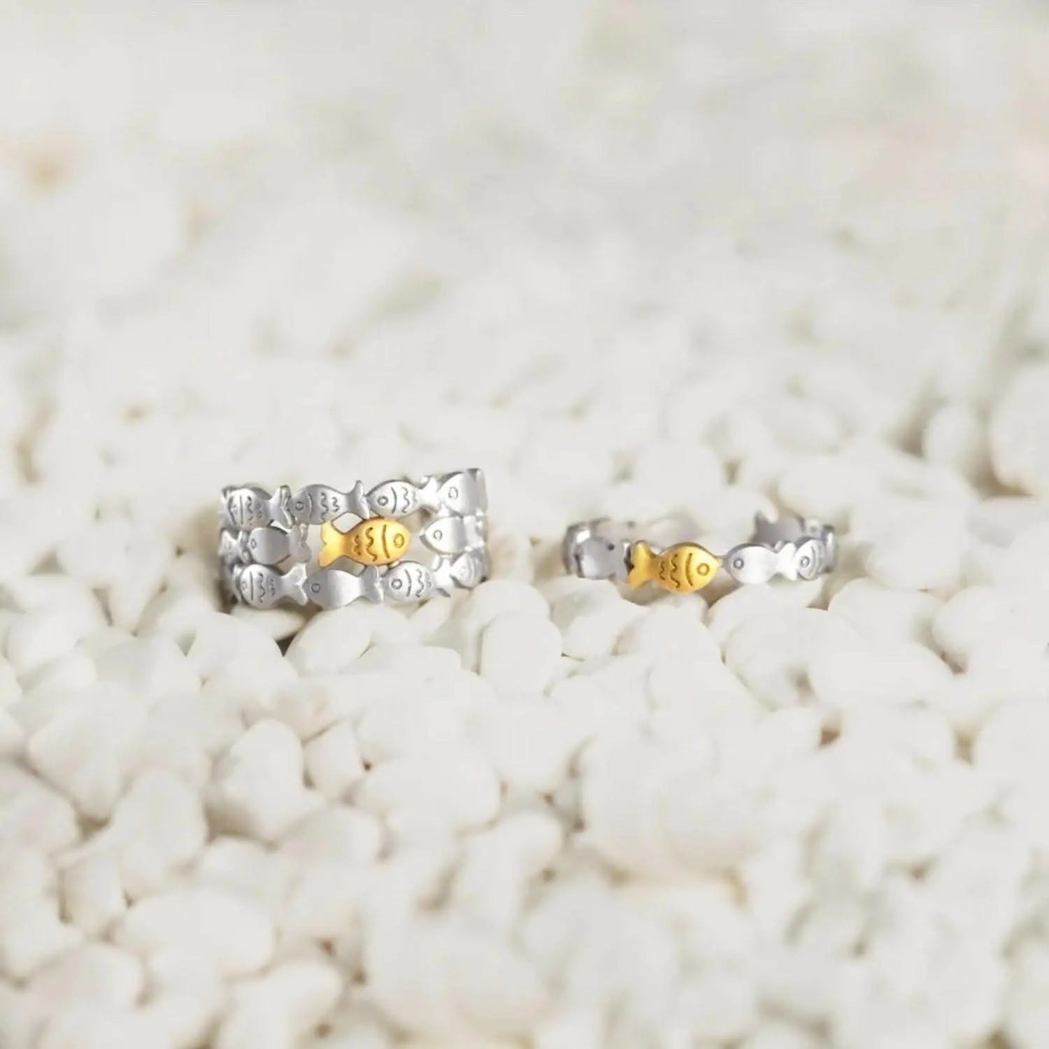 Adjustable sterling silver fish ring - Love Salve